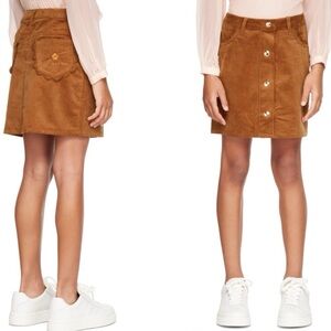 NWT Chloe Cotton Embroidered Corduroy Mini Skirt Light Brown Sz 12 (girl)